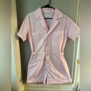 Pistola Light Pink Button-Up Romper Small